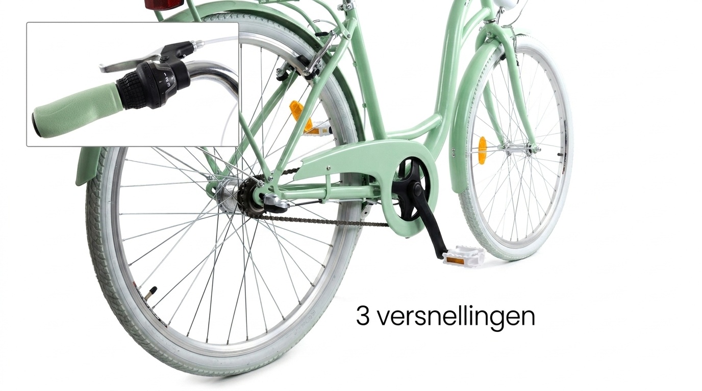 Meisjesfiets - 26 inch - met 3 versnellingen - mintgroen wit