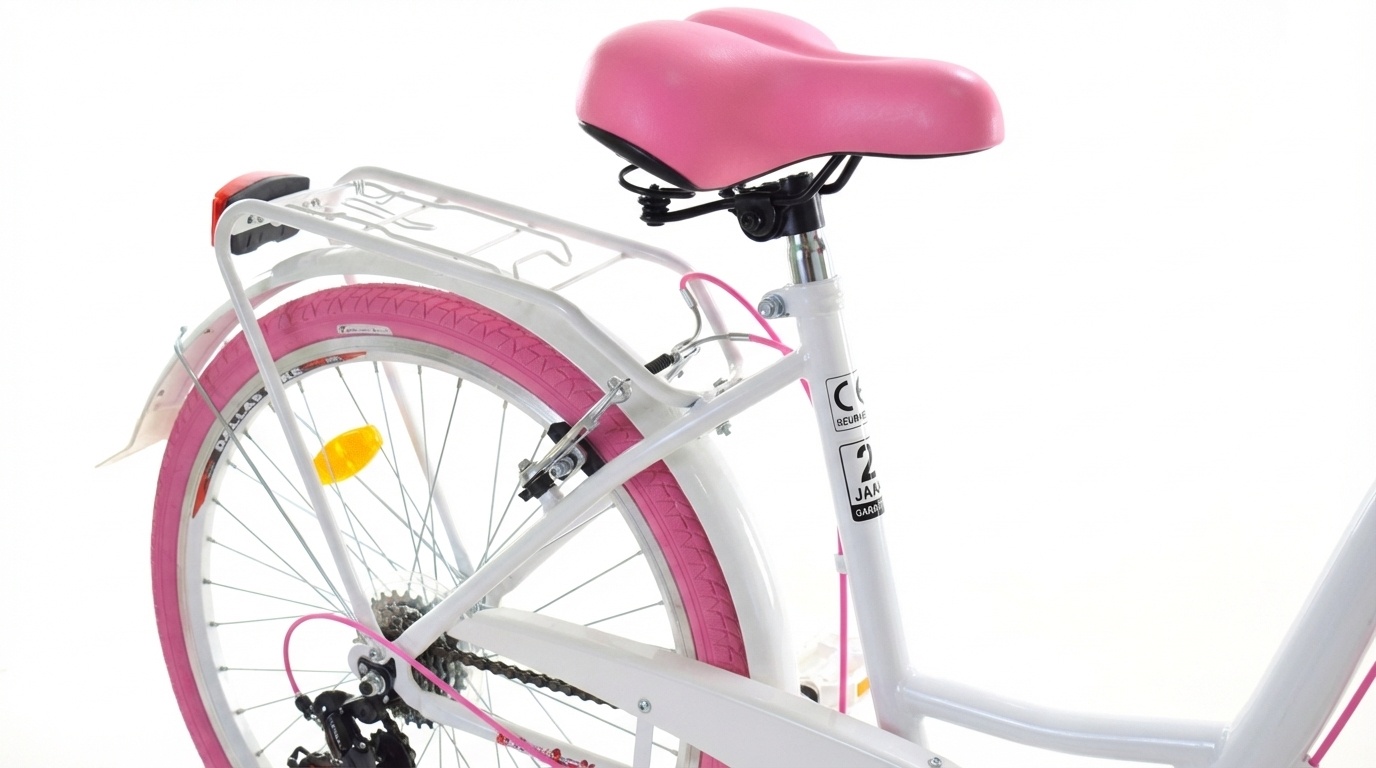 Meisjesfiets - 26 inch - met 7 versnellingen - wit roze
