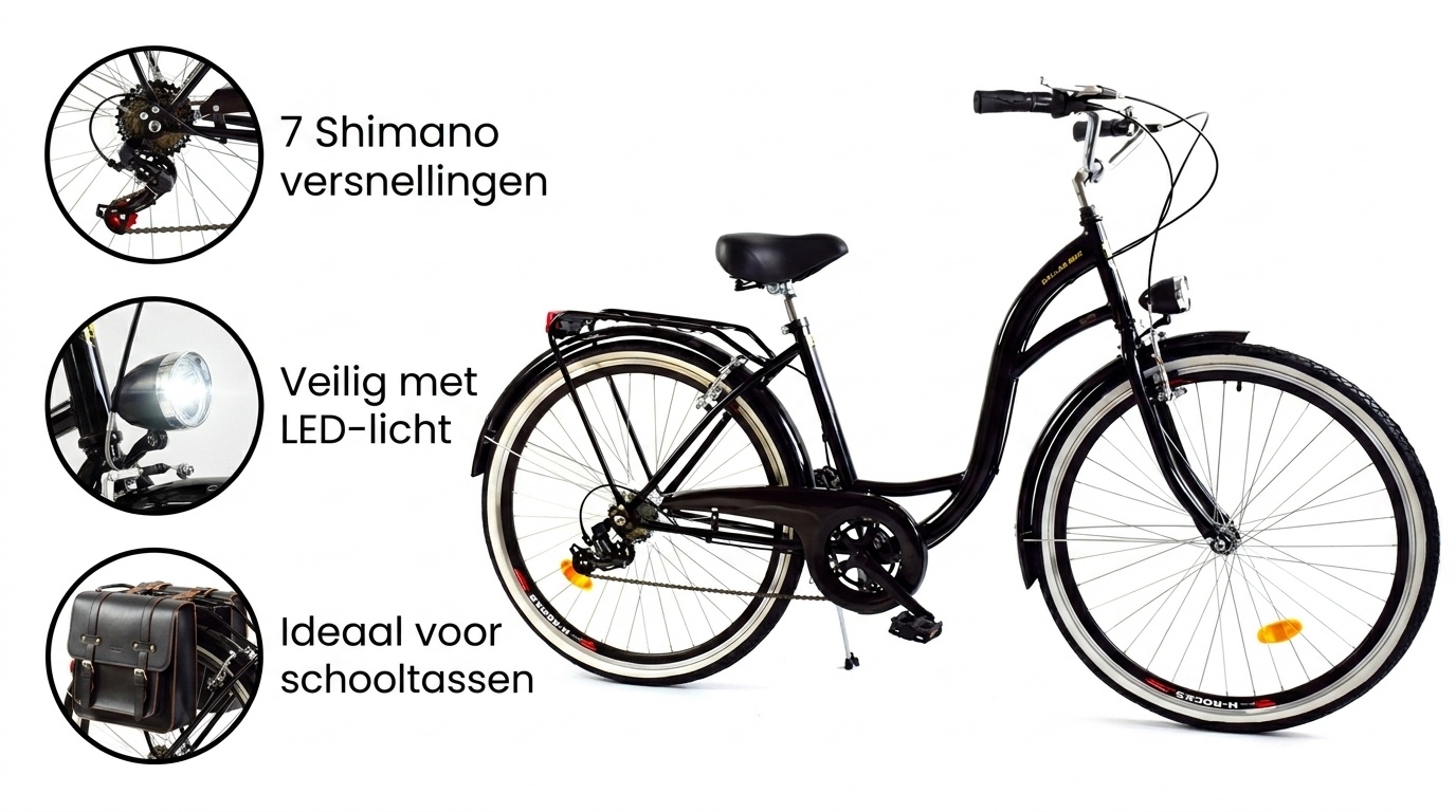 Meisjesfiets 26 inch - stadsfiets 7 versnellingen - zwart