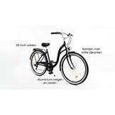 Meisjesfiets 26 inch - stadsfiets 7 versnellingen - zwart