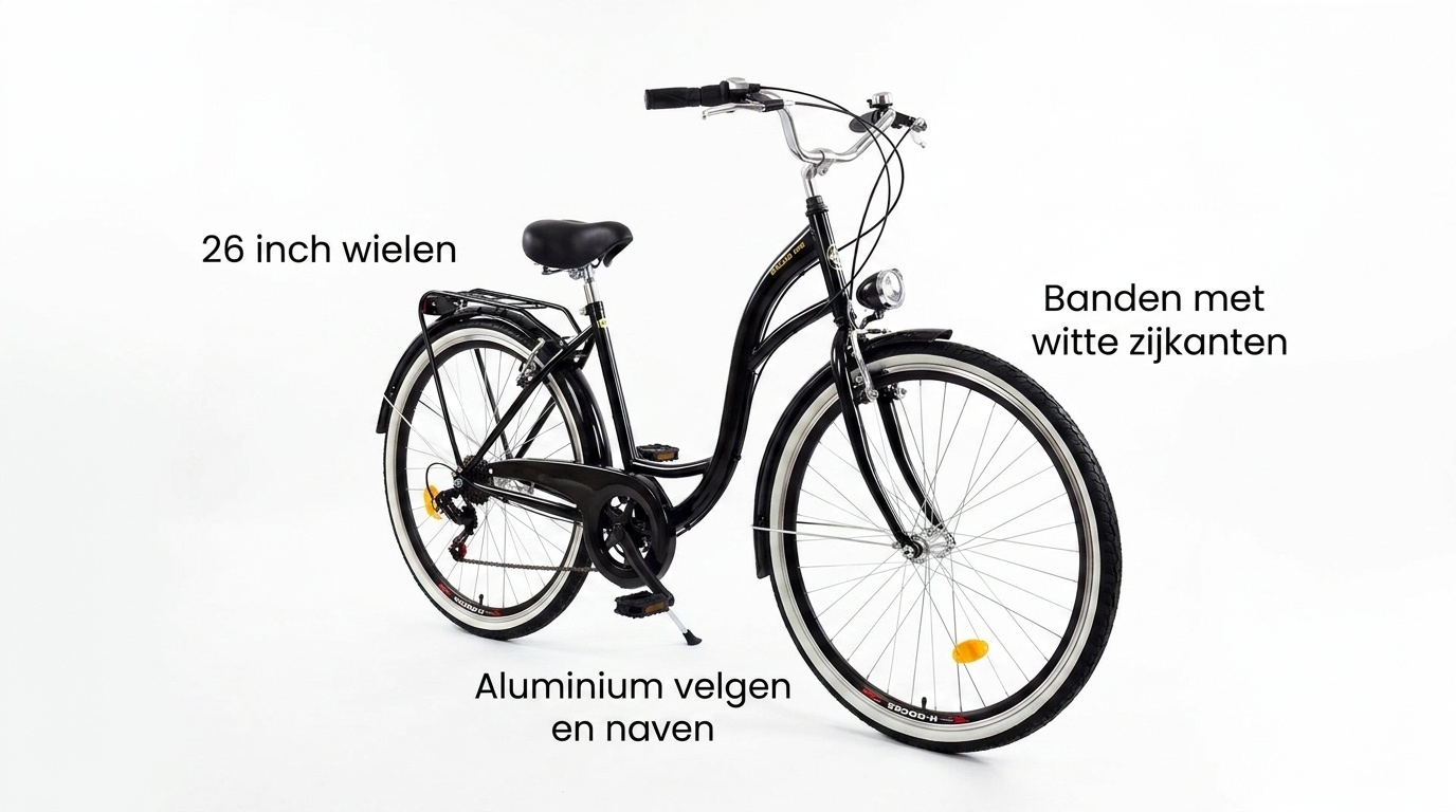 Meisjesfiets 26 inch - stadsfiets 7 versnellingen - zwart