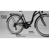 Meisjesfiets 26 inch - stadsfiets 7 versnellingen - zwart