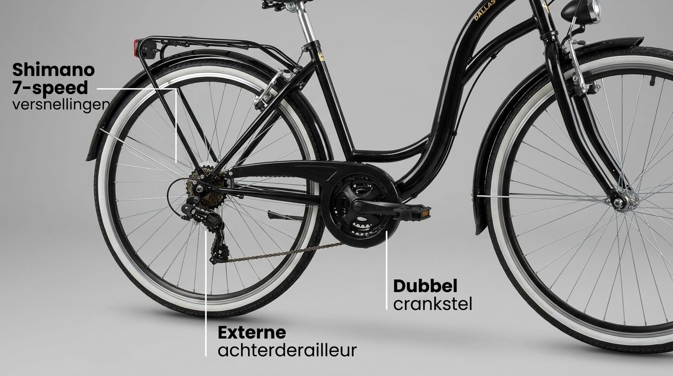 Meisjesfiets 26 inch - stadsfiets 7 versnellingen - zwart