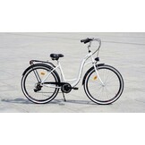 Meisjesfiets 26 inch - stadsfiets 7 versnellingen - wit zwart