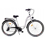 Meisjesfiets 26 inch - stadsfiets 7 versnellingen - wit zwart