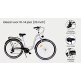 Meisjesfiets 26 inch - stadsfiets 7 versnellingen - wit zwart