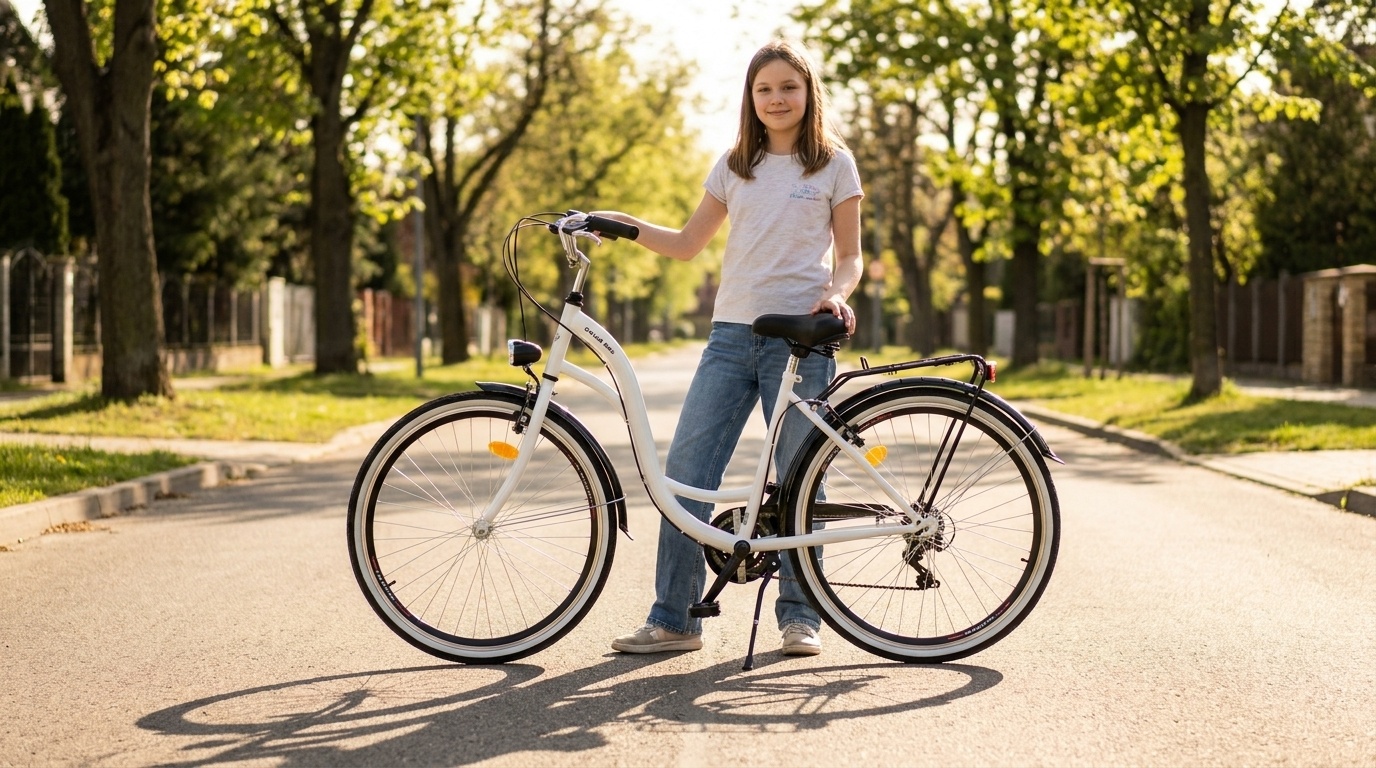 Meisjesfiets 26 inch - stadsfiets 7 versnellingen - wit zwart