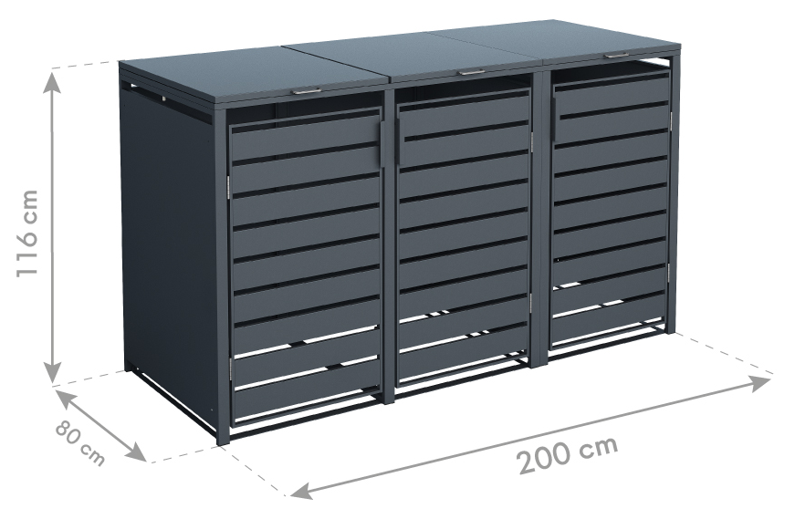 Container ombouw Kubus - 3 containers - 3x 240 L - antraciet
