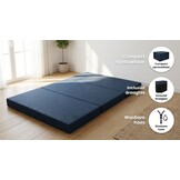 Logeermatras Navy Blue  - opvouwbaar matras - 195x65x10 cm - campingmatras