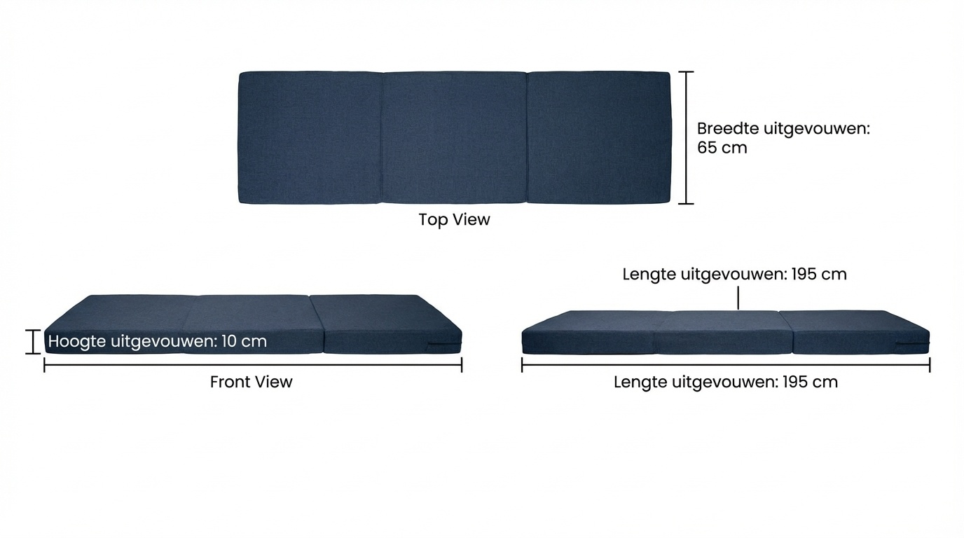Logeermatras Navy Blue  - opvouwbaar matras - 195x65x10 cm - campingmatras