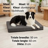 Hondenkussen - maat M - 50x60x8cm - wasbaar - donkergrijs