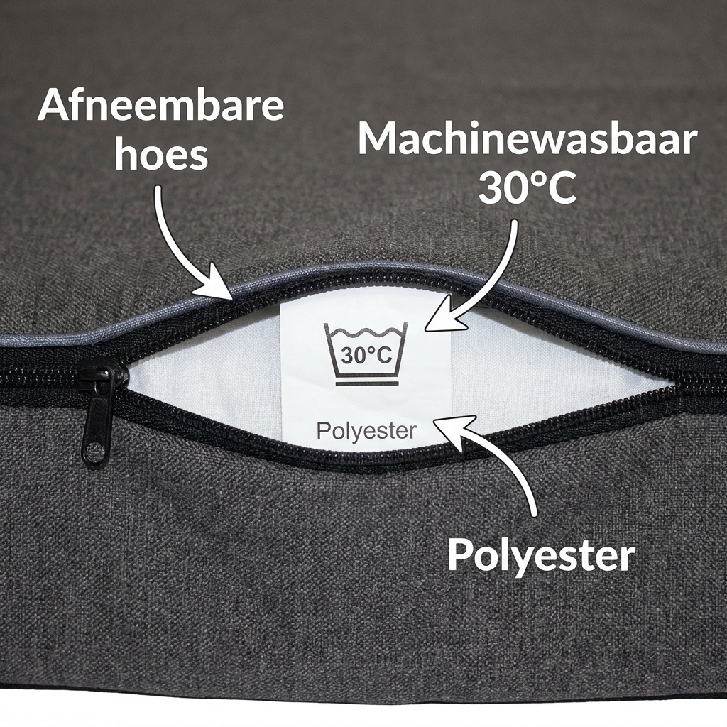 Hondenkussen - maat M - 50x60x8cm - wasbaar - donkergrijs