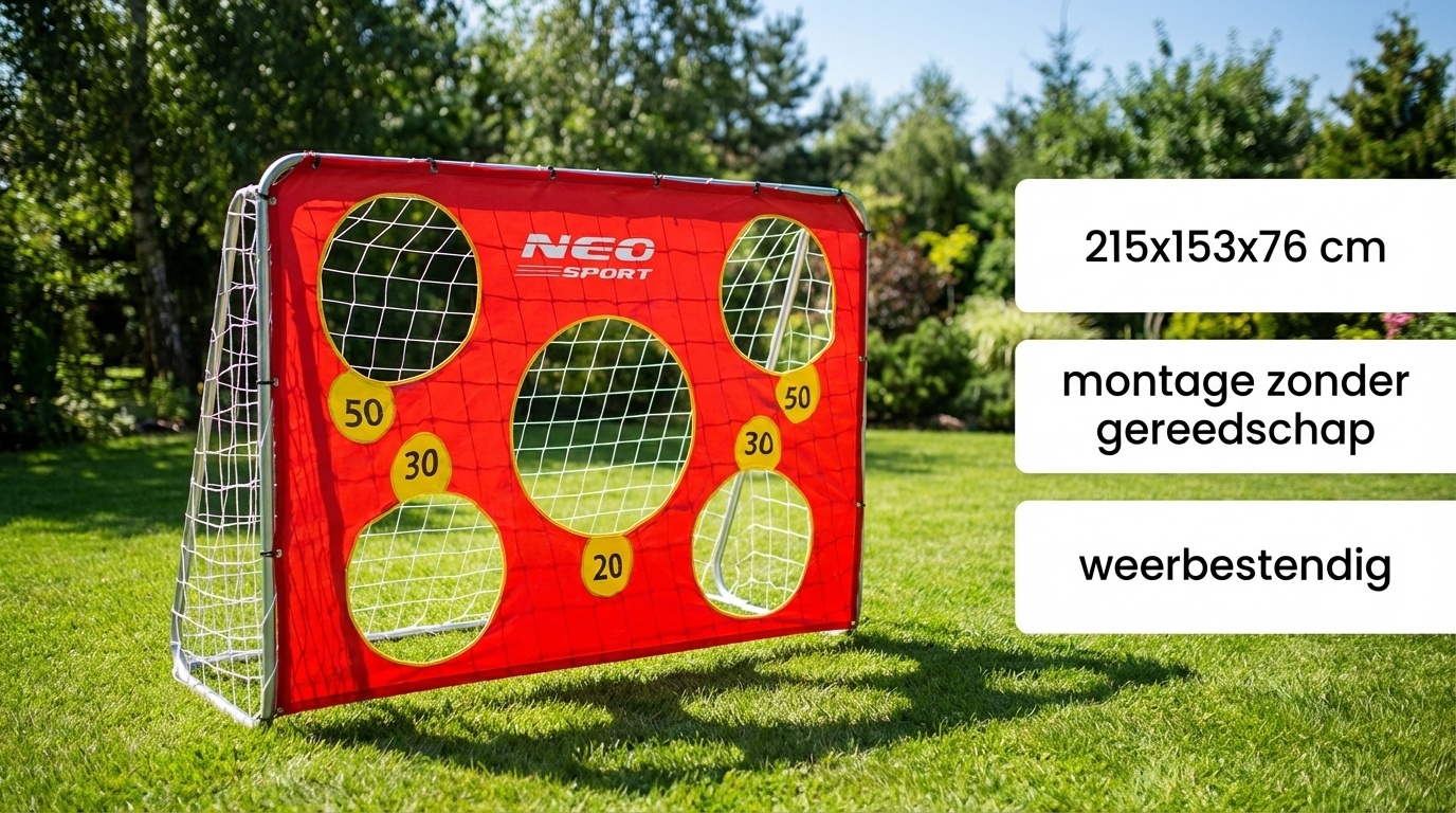 Voetbaldoel - 215x153x76 cm - met richtoefening - buiten gebruik