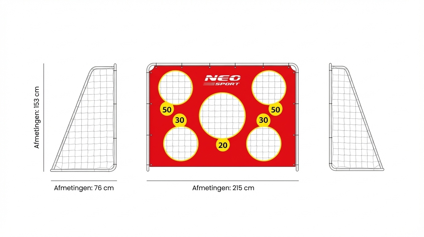 Voetbaldoel - 215x153x76 cm - met richtoefening - buiten gebruik