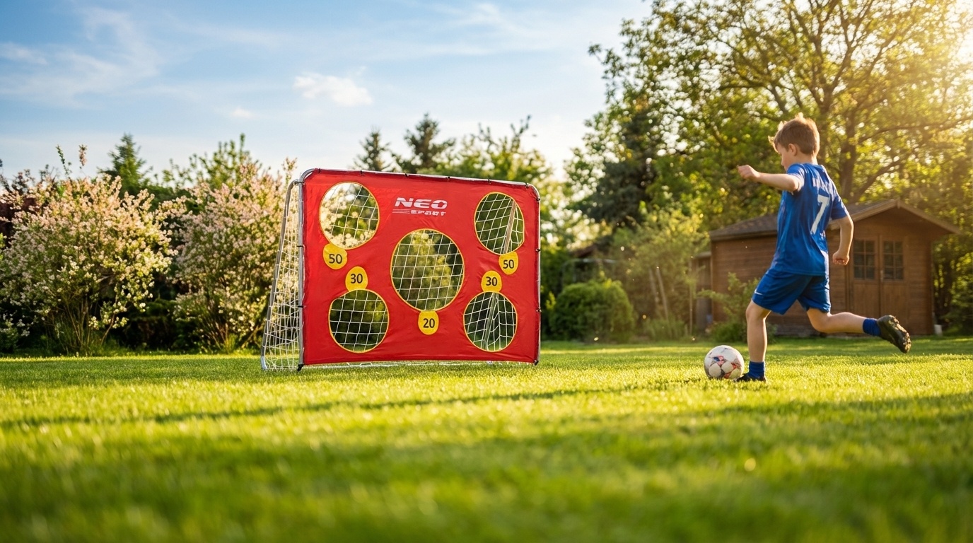 Voetbaldoel - 215x153x76 cm - met richtoefening - buiten gebruik