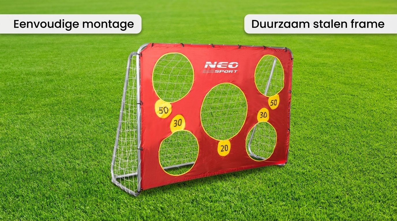 Voetbaldoel - 215x153x76 cm - met richtoefening - buiten gebruik
