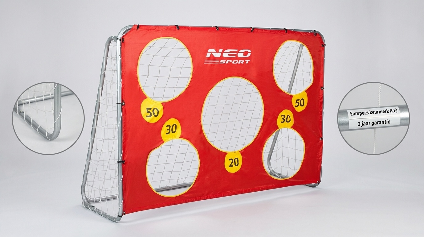Voetbaldoel - 215x153x76 cm - met richtoefening - buiten gebruik