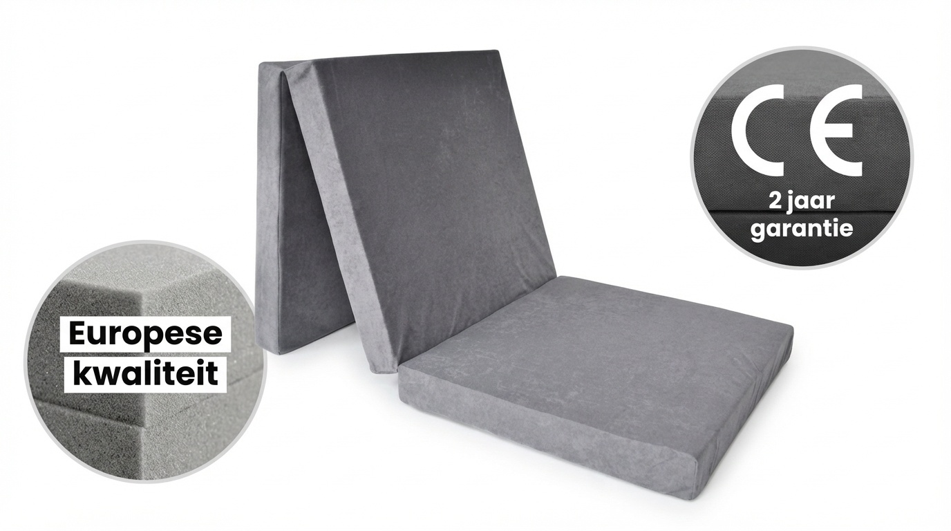 Logeermatras grijs - opvouwbaar matras - 195x80x10 cm - campingmatras