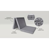 Logeermatras grijs - opvouwbaar matras - 195x80x10 cm - campingmatras
