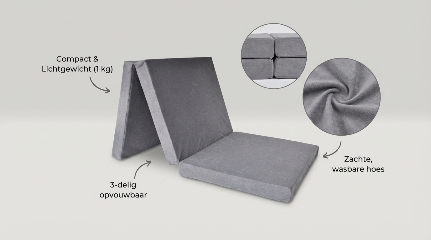 Logeermatras grijs - opvouwbaar matras - 195x80x10 cm - campingmatras