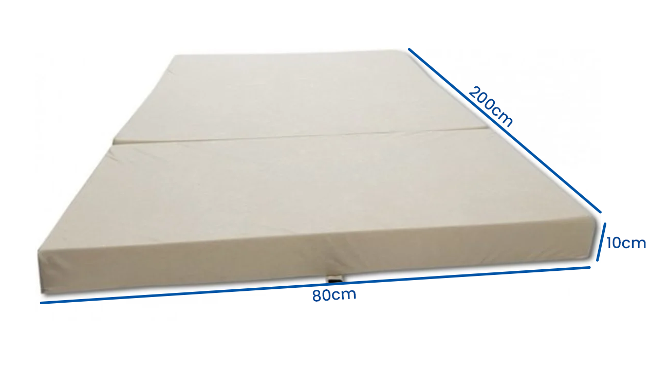 Logeermatras - camping matras - reismatras - opvouwbaar matras - 80 x 200 x 10 - creme