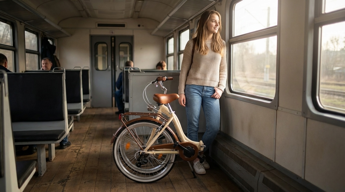 Vouwfiets - 26 inch - met 7 versnellingen - crème bruin