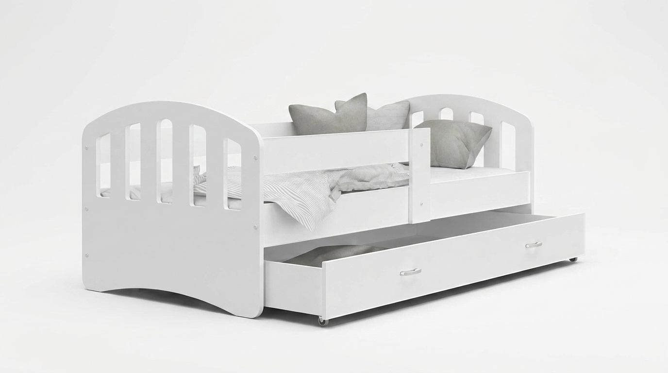 Wit houten bed 200x90cm | Koudschuim matras & lade | MDF/Grenen