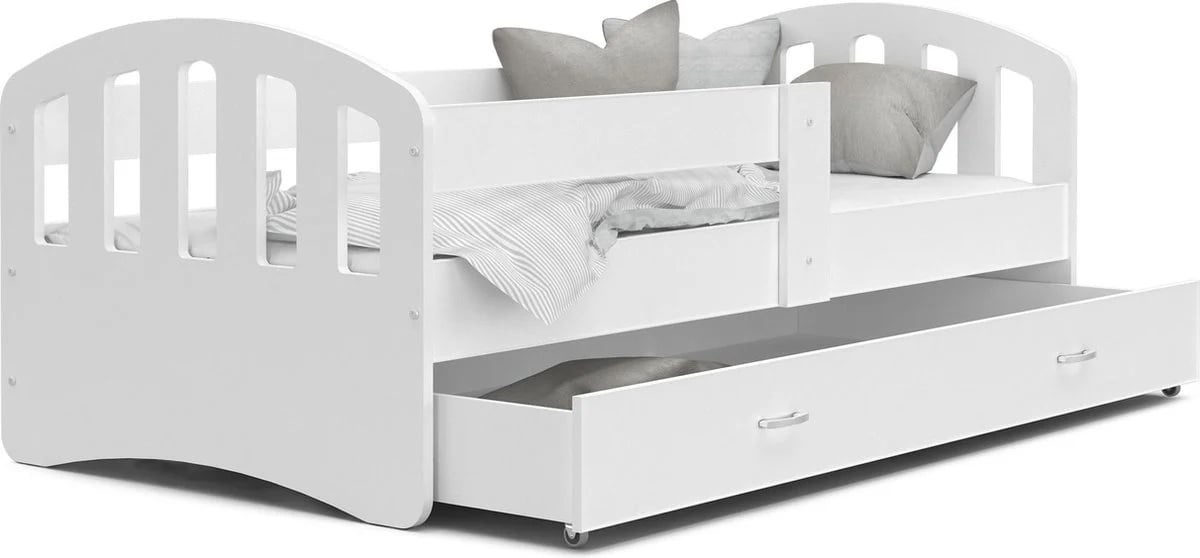 Wit houten bed 200x90cm | Koudschuim matras & lade | MDF/Grenen