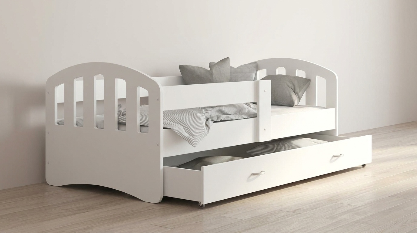 Wit houten bed 200x90cm | Koudschuim matras & lade | MDF/Grenen
