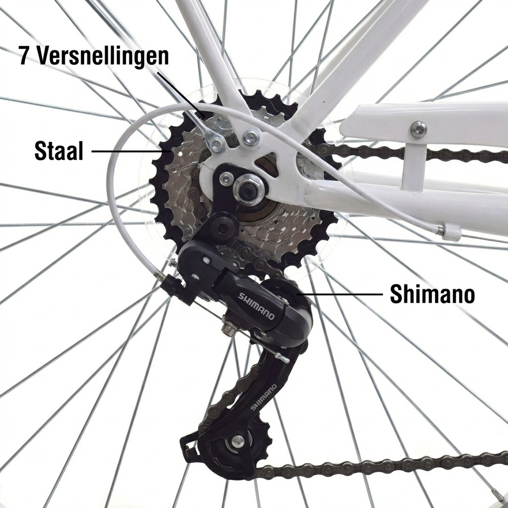 Meisjesfiets - 26 inch - met 7 versnellingen - wit