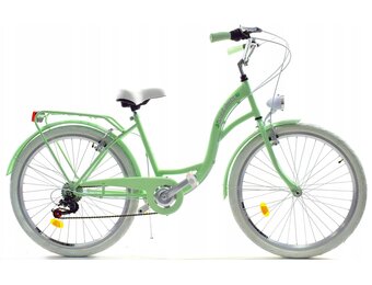 Meisjesfiets 26 inch - stadsfiets 7 versnellingen - mint wit