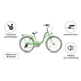 Meisjesfiets 26 inch - stadsfiets 7 versnellingen - mint wit