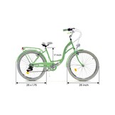 Meisjesfiets 26 inch - stadsfiets 7 versnellingen - mint wit