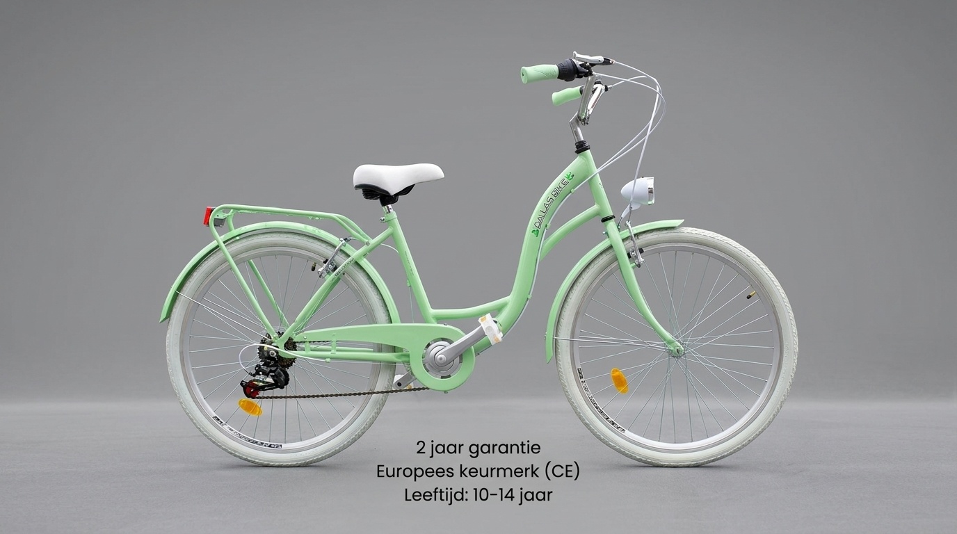 Meisjesfiets 26 inch - stadsfiets 7 versnellingen - mint wit