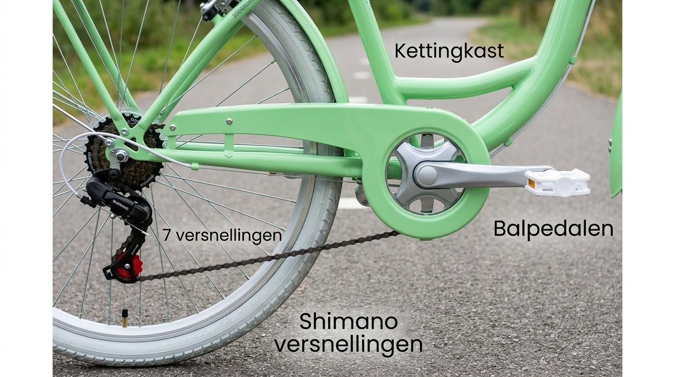 Meisjesfiets 26 inch - stadsfiets 7 versnellingen - mint wit