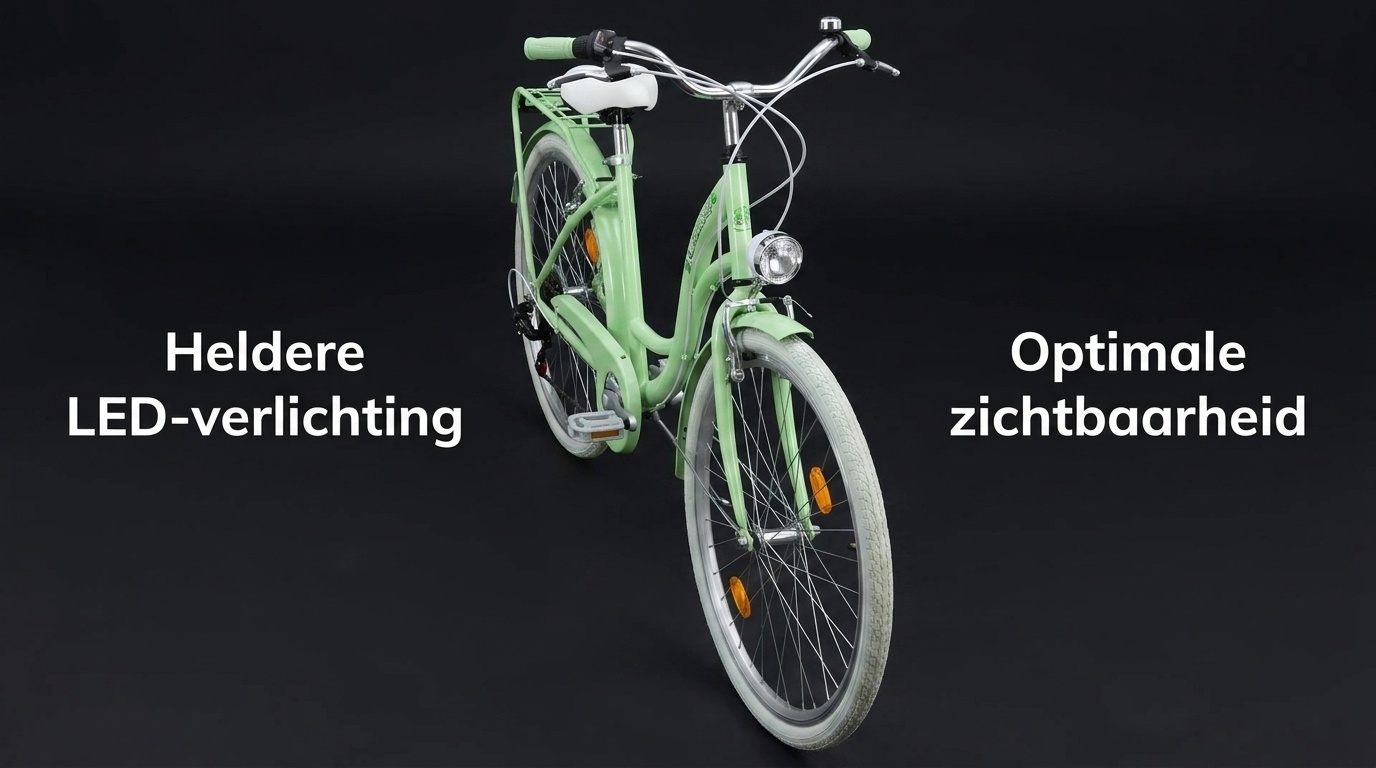 Meisjesfiets 26 inch - stadsfiets 7 versnellingen - mint wit