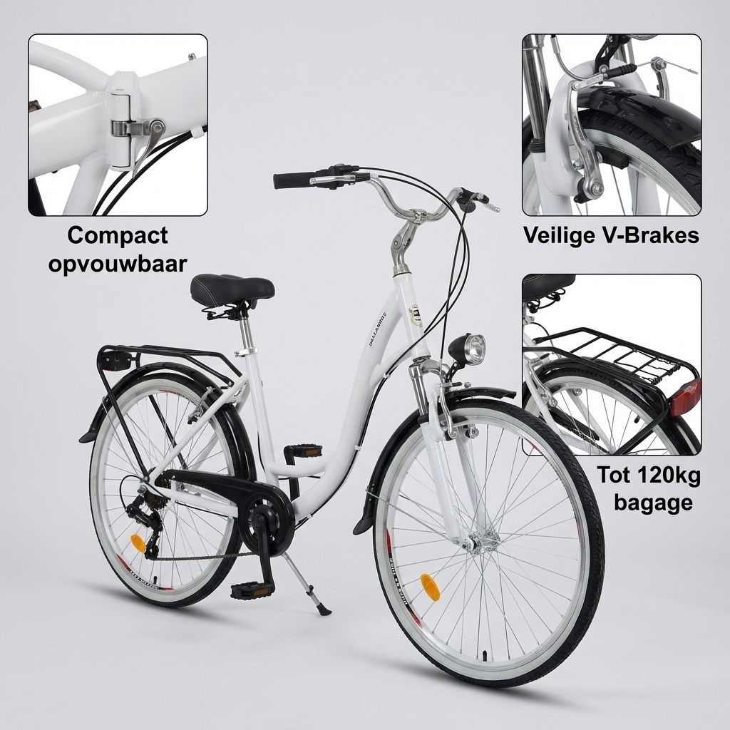 Meisjesfiets - 26 inch - met 7 versnellingen - wit zwart
