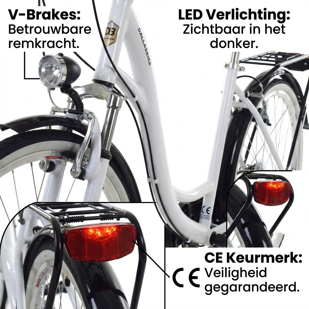 Meisjesfiets - 26 inch - met 7 versnellingen - wit zwart