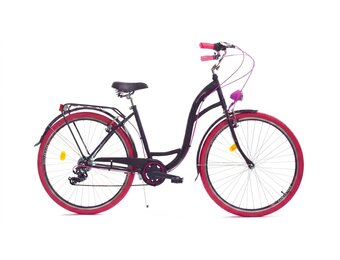Meisjesfiets 26 inch - stadsfiets 7 versnellingen - zwart roze