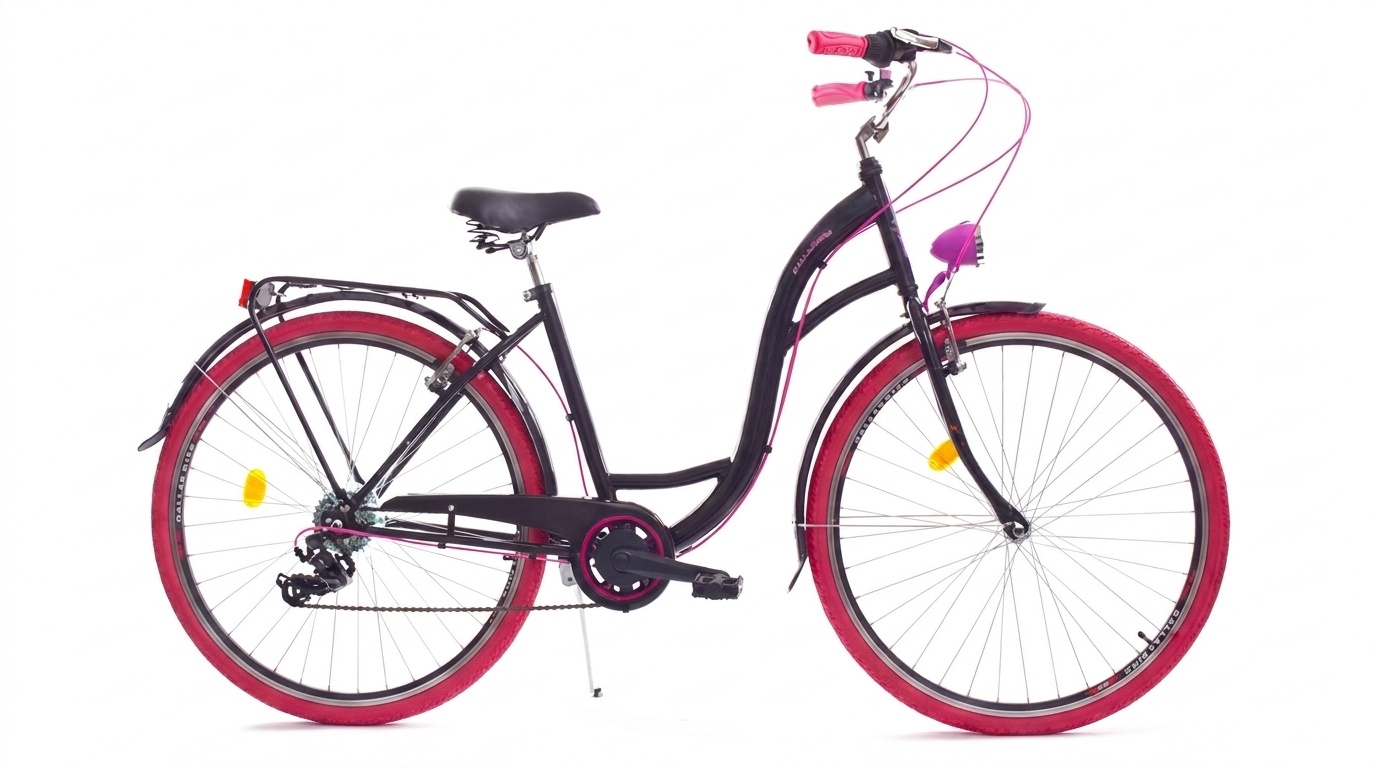 Meisjesfiets 26 inch - stadsfiets 7 versnellingen - zwart roze