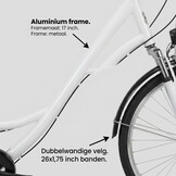Meisjesfiets - 26 inch - met 7 versnellingen - wit zwart