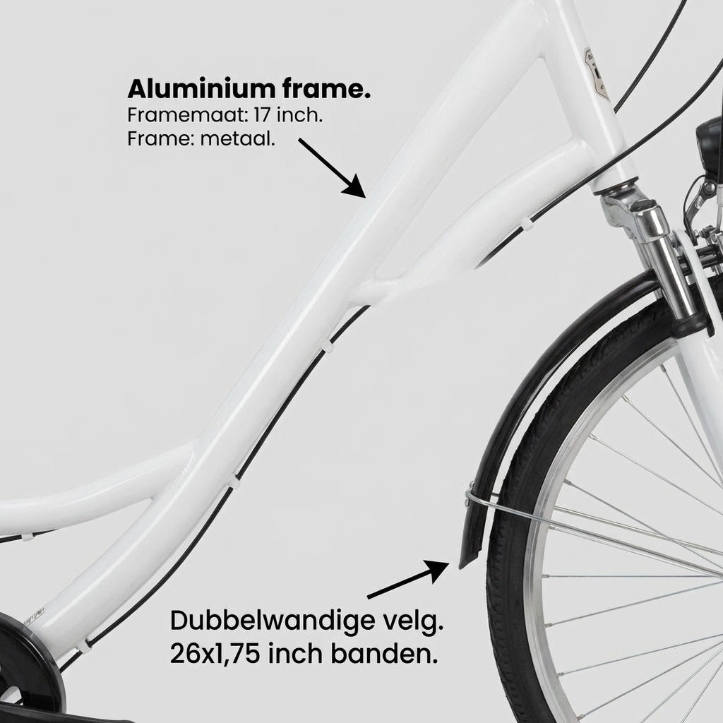 Meisjesfiets - 26 inch - met 7 versnellingen - wit zwart