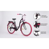 Meisjesfiets 26 inch - stadsfiets 7 versnellingen - zwart roze
