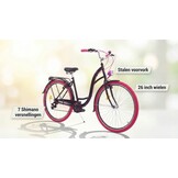 Meisjesfiets 26 inch - stadsfiets 7 versnellingen - zwart roze