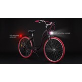 Meisjesfiets 26 inch - stadsfiets 7 versnellingen - zwart roze