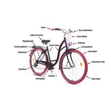 Meisjesfiets 26 inch - stadsfiets 7 versnellingen - zwart roze