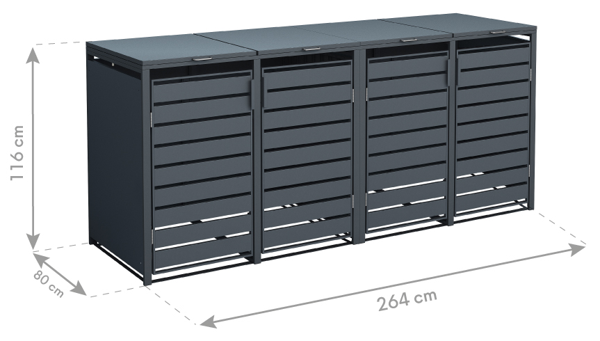 Container ombouw Kubus - 4 containers - 4x 240 L - antraciet