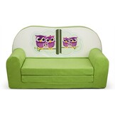 Kinder slaapbank - sofa - groen - logeermatras - 85 x 60 - uil
