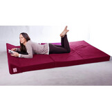 Opvouwbaar matras met hoofdkussen - Wasbare hoes - 200cm x 120cm x 10cm - bordeaux