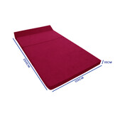 Opvouwbaar matras met hoofdkussen - Wasbare hoes - 200cm x 120cm x 10cm - bordeaux